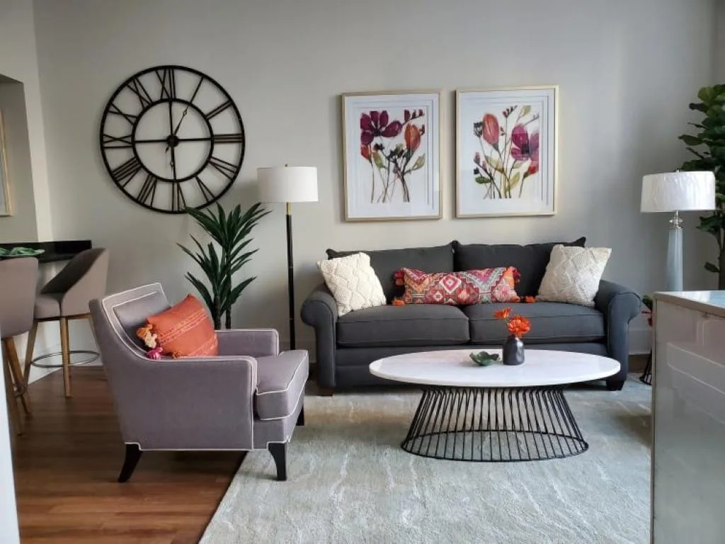 Completed living room renovation at Brookdale Battery Park City