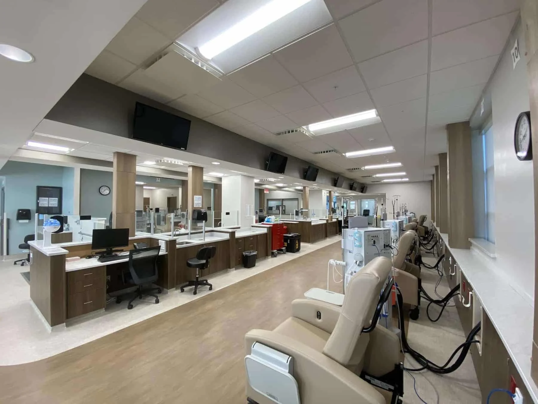 Completed Fresenius Kidney Care dialysis treatment interior in Wellesley